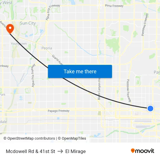 Mcdowell Rd & 41st St to El Mirage map