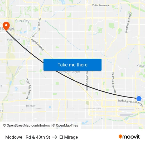 Mcdowell Rd & 48th St to El Mirage map