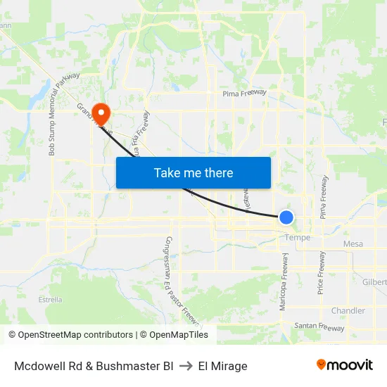 Mcdowell Rd & Bushmaster Bl to El Mirage map