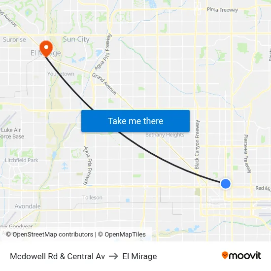 Mcdowell Rd & Central Av to El Mirage map