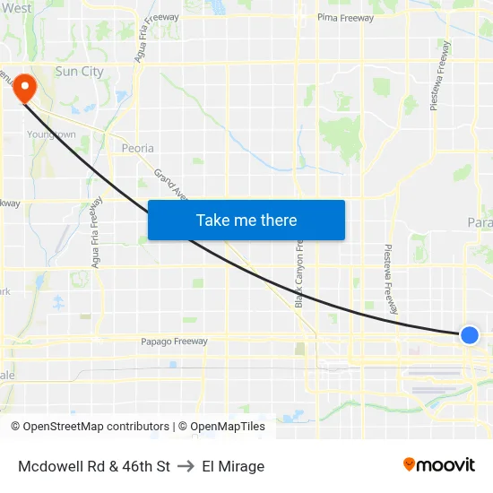Mcdowell Rd & 46th St to El Mirage map