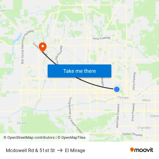 Mcdowell Rd & 51st St to El Mirage map