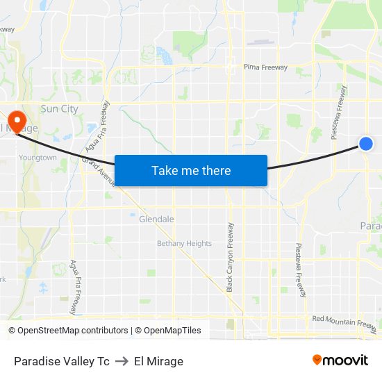 Paradise Valley Tc to El Mirage map