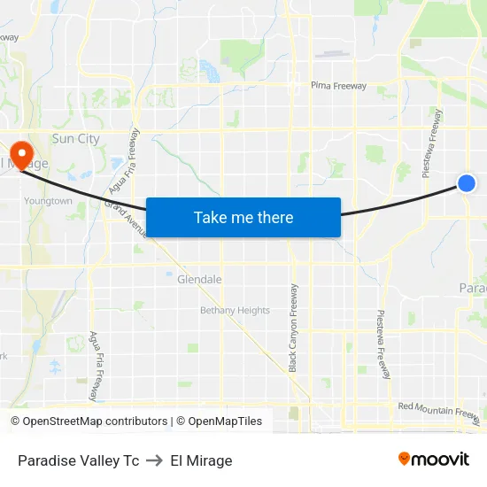 Paradise Valley Tc to El Mirage map