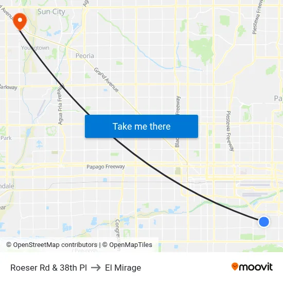 Roeser Rd & 38th Pl to El Mirage map