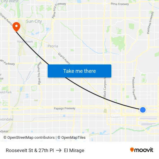 Roosevelt St & 27th Pl to El Mirage map
