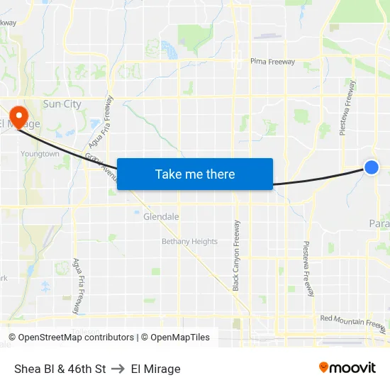 Shea Bl & 46th St to El Mirage map