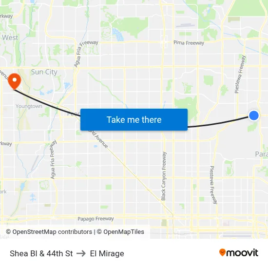 Shea Bl & 44th St to El Mirage map
