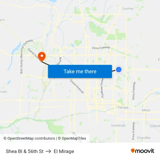 Shea Bl & 56th St to El Mirage map