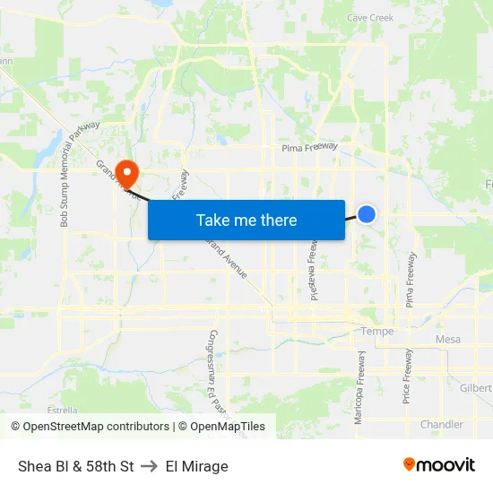 Shea Bl & 58th St to El Mirage map