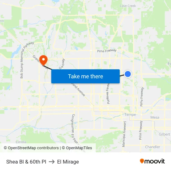 Shea Bl & 60th Pl to El Mirage map