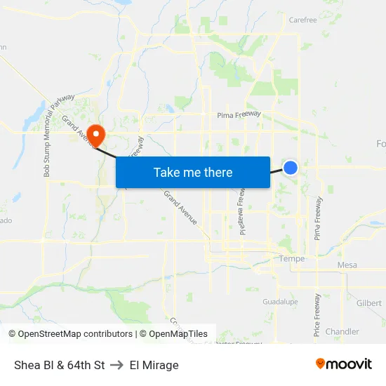Shea Bl & 64th St to El Mirage map