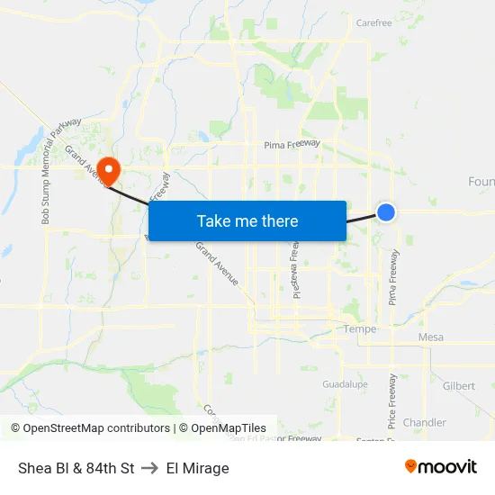 Shea Bl & 84th St to El Mirage map