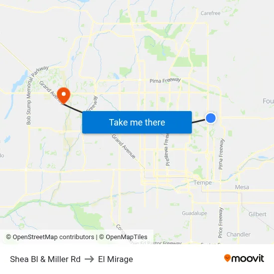 Shea Bl & Miller Rd to El Mirage map