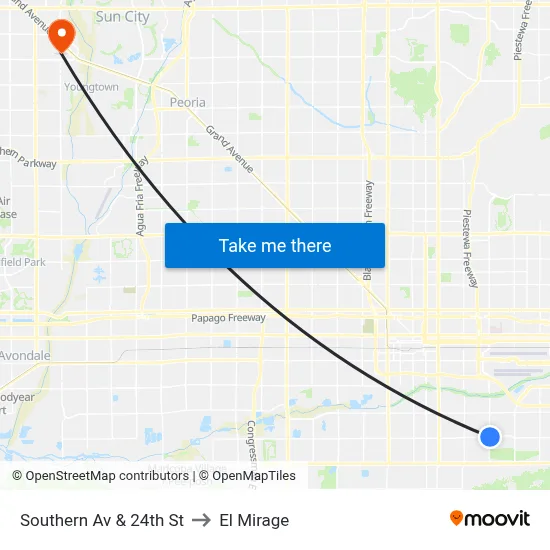Southern Av & 24th St to El Mirage map