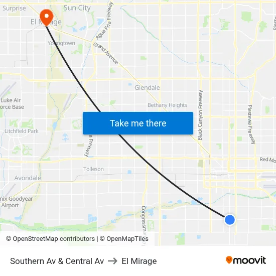 Southern Av & Central Av to El Mirage map