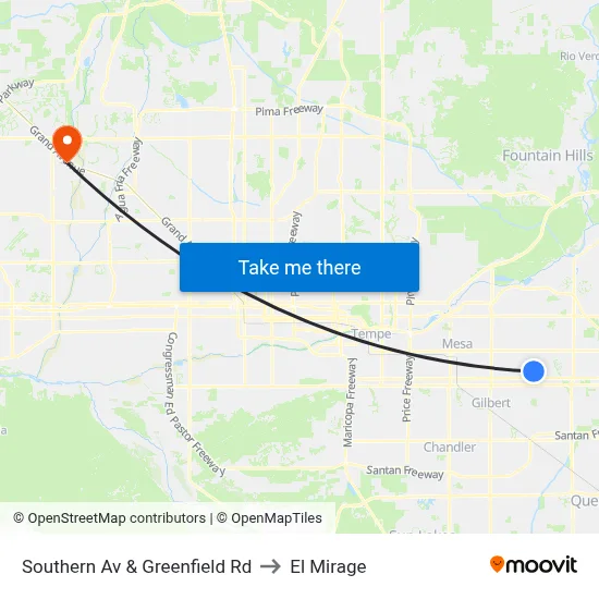 Southern Av & Greenfield Rd to El Mirage map