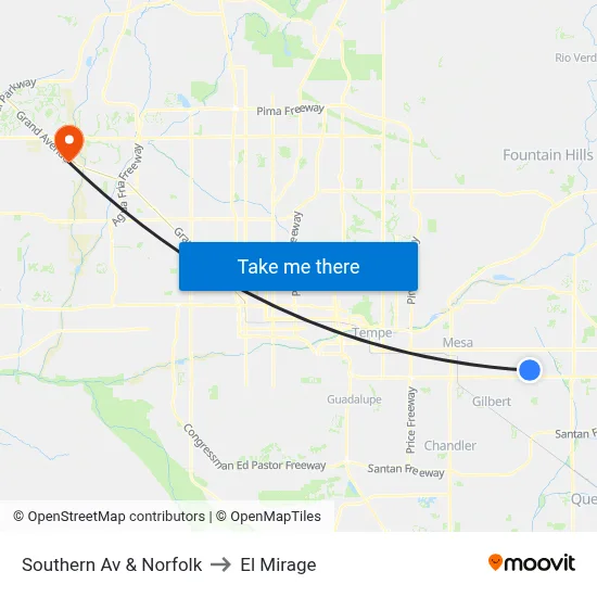 Southern Av & Norfolk to El Mirage map