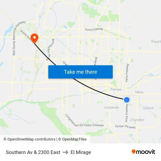 Southern Av & 2300 East to El Mirage map