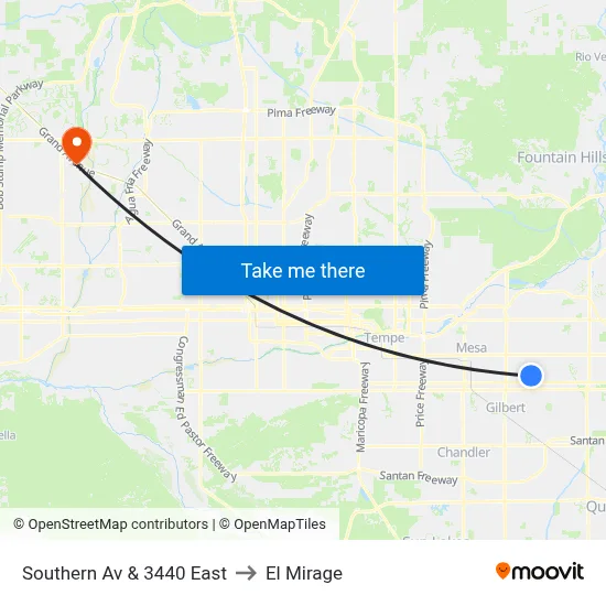 Southern Av & 3440 East to El Mirage map