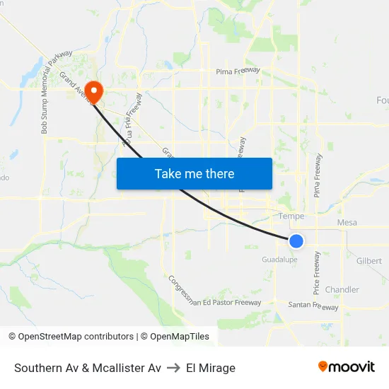 Southern Av & Mcallister Av to El Mirage map