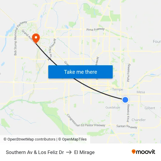 Southern Av & Los Feliz Dr to El Mirage map