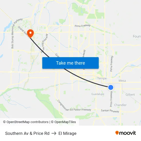 Southern Av & Price Rd to El Mirage map