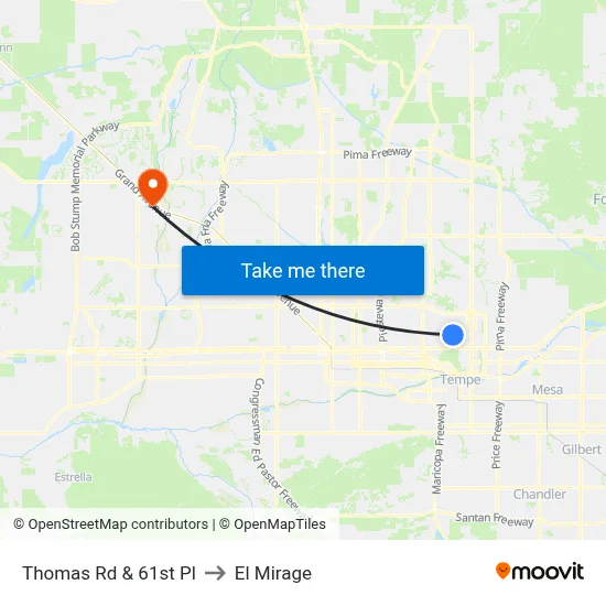 Thomas Rd & 61st Pl to El Mirage map