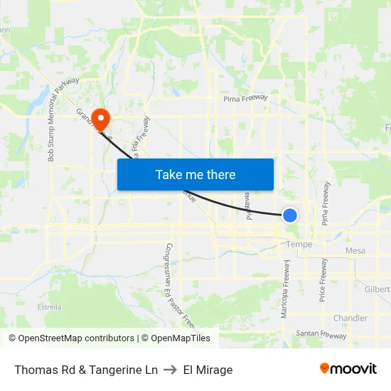 Thomas Rd & Tangerine Ln to El Mirage map