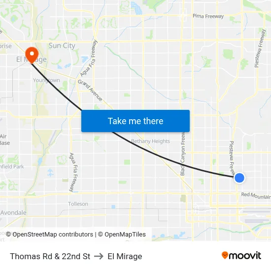 Thomas Rd & 22nd St to El Mirage map