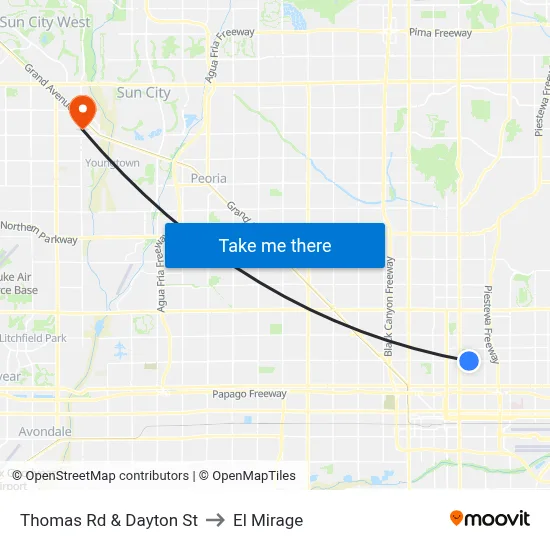 Thomas Rd & Dayton St to El Mirage map