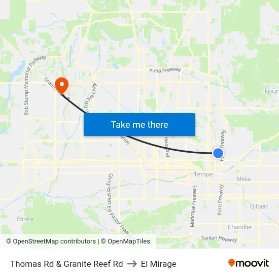 Thomas Rd & Granite Reef Rd to El Mirage map