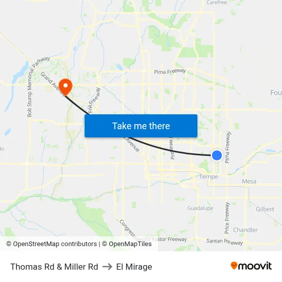 Thomas Rd & Miller Rd to El Mirage map