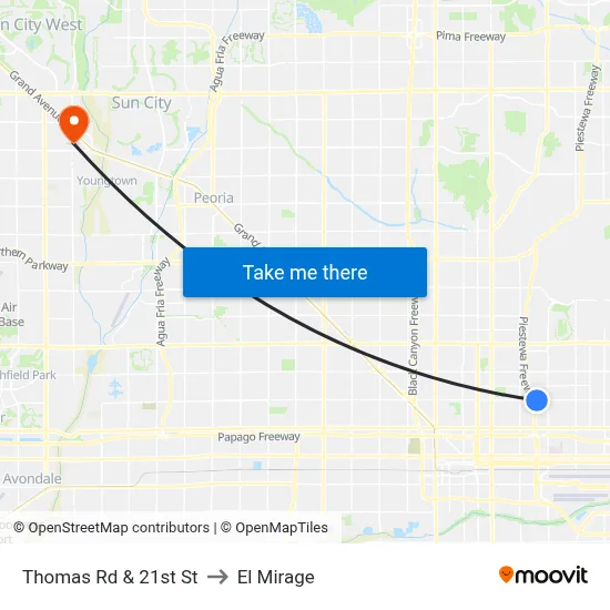 Thomas Rd & 21st St to El Mirage map