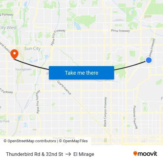 Thunderbird Rd & 32nd St to El Mirage map