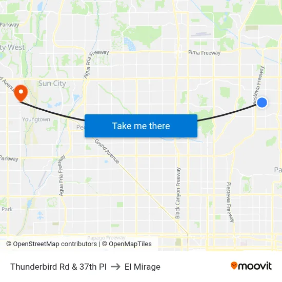 Thunderbird Rd & 37th Pl to El Mirage map