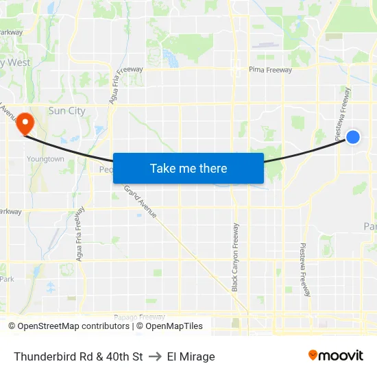 Thunderbird Rd & 40th St to El Mirage map
