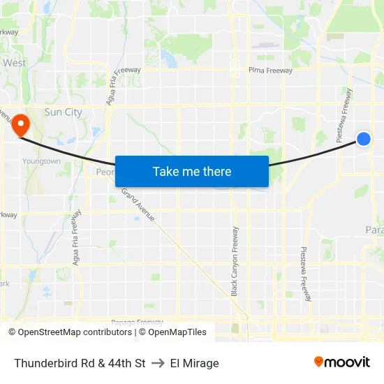 Thunderbird Rd & 44th St to El Mirage map