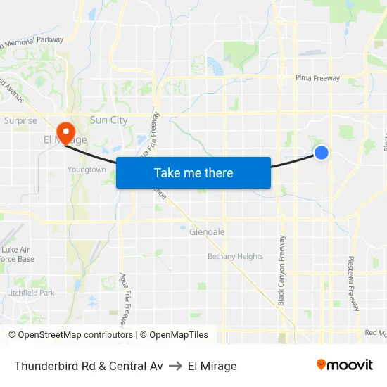Thunderbird Rd & Central Av to El Mirage map