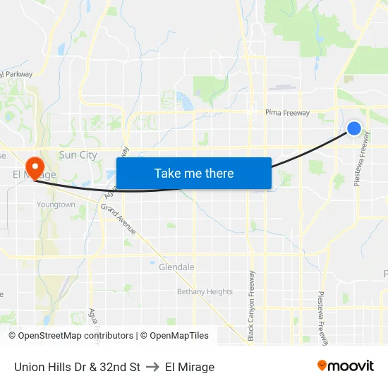 Union Hills Dr & 32nd St to El Mirage map