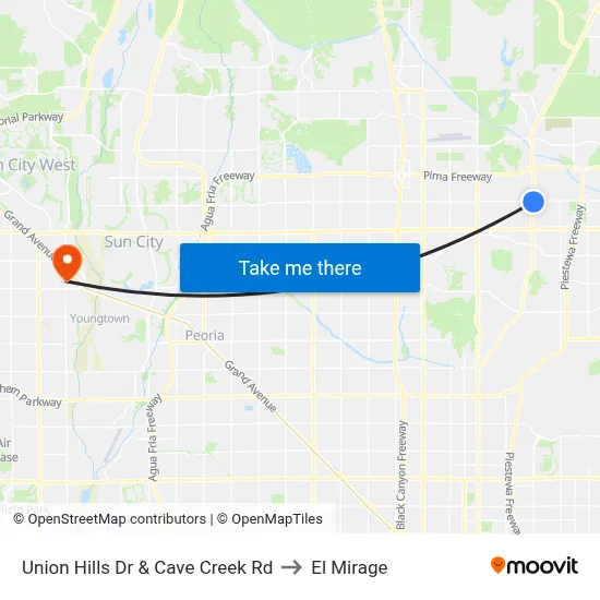 Union Hills Dr & Cave Creek Rd to El Mirage map