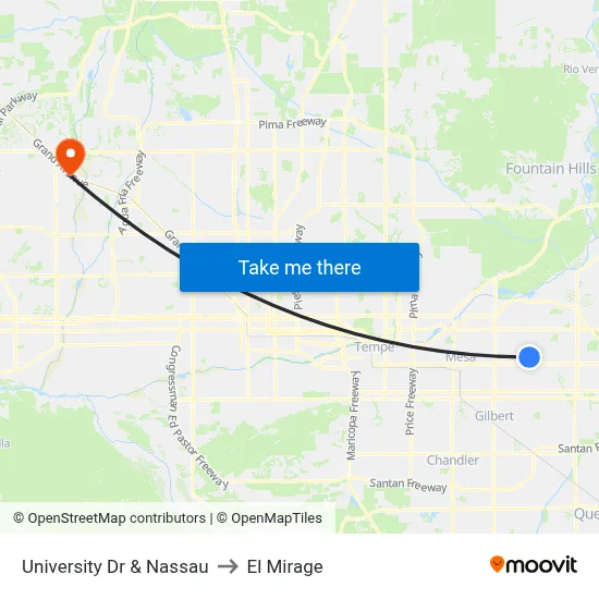 University Dr & Nassau to El Mirage map