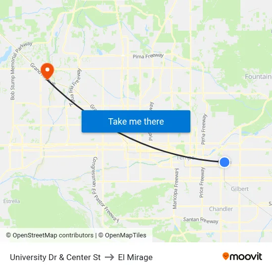 University Dr & Center St to El Mirage map