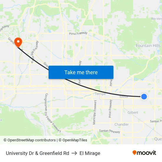 University Dr & Greenfield Rd to El Mirage map