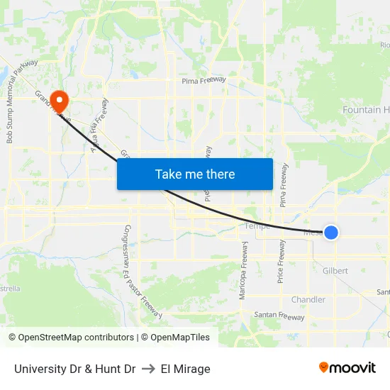 University Dr & Hunt Dr to El Mirage map
