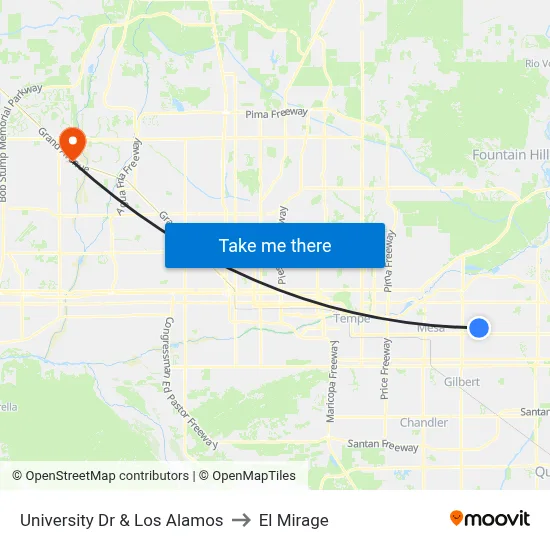 University Dr & Los Alamos to El Mirage map