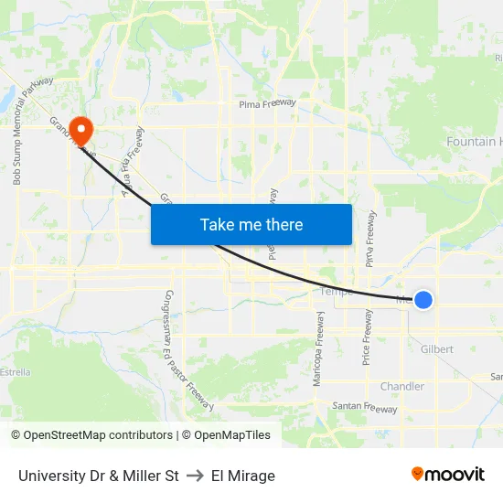 University Dr & Miller St to El Mirage map
