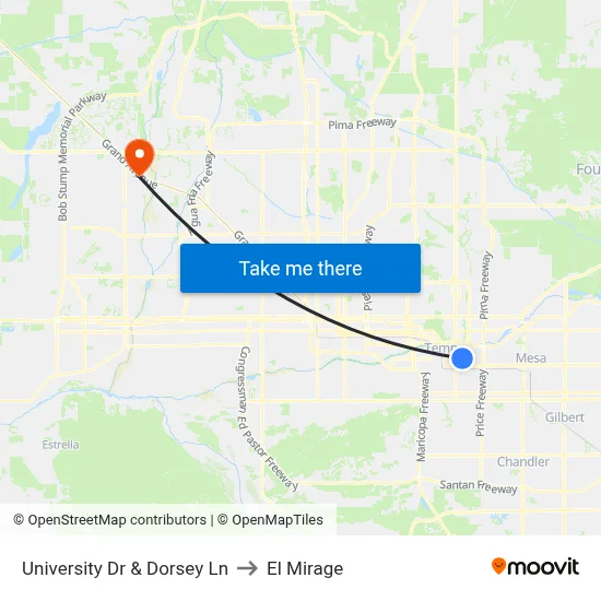 University Dr & Dorsey Ln to El Mirage map