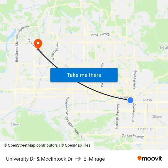 University Dr & Mcclintock Dr to El Mirage map