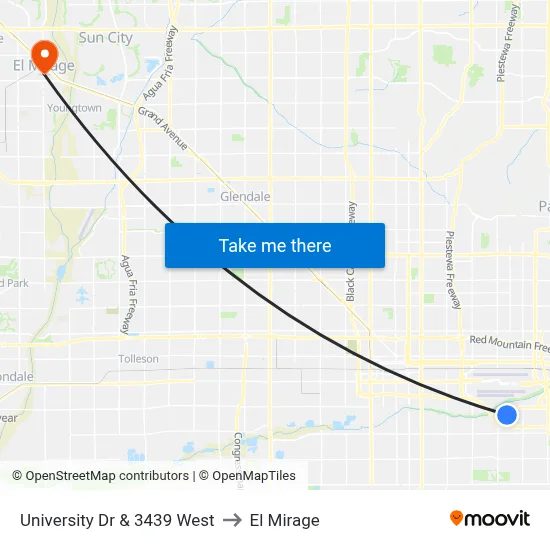 University Dr & 3439 West to El Mirage map